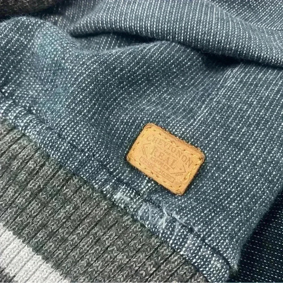 Chevignon Sweater Cardigan Blue &  Gray Winter Button Grey Warm Medium Jacket - Picture 9 of 9